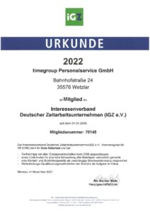 iGZ Urkunde 2022